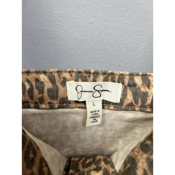 Jessica Simpson Jumper Dress Womens Large Leopard Denim Button front NEW - Picture 4 of 8